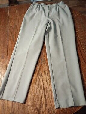 Size 12 Southern Lady Elastic Waist Pull On Casual Grey Pants Trousers Slacks